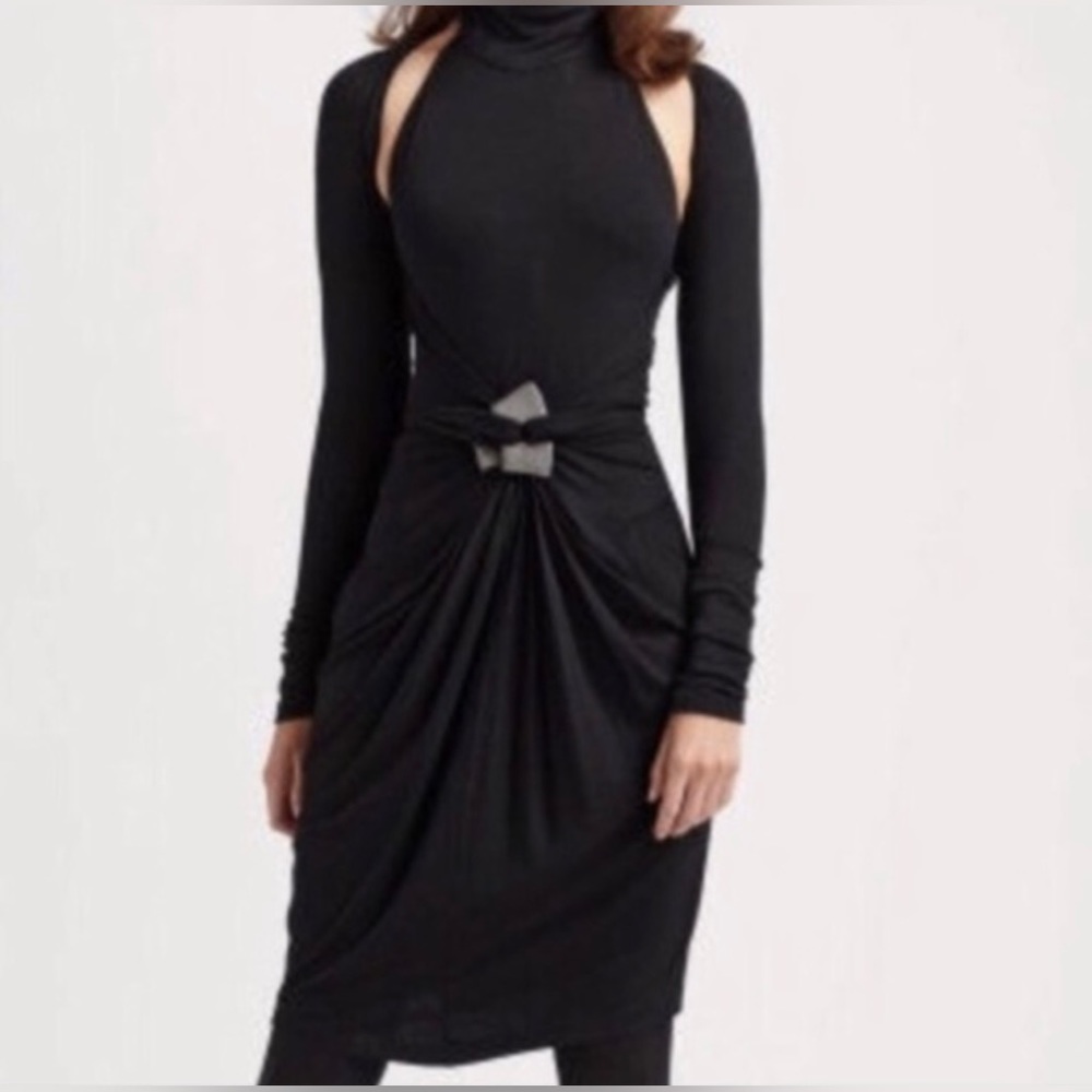 DONNA KAREN Cold Shoulder Wrap Dress!